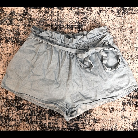 Women’s Blue Ruffle Band Shorts - Picture 1 of 1